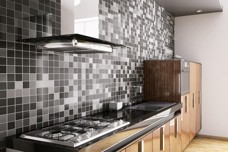 Kitchen with cooker hood