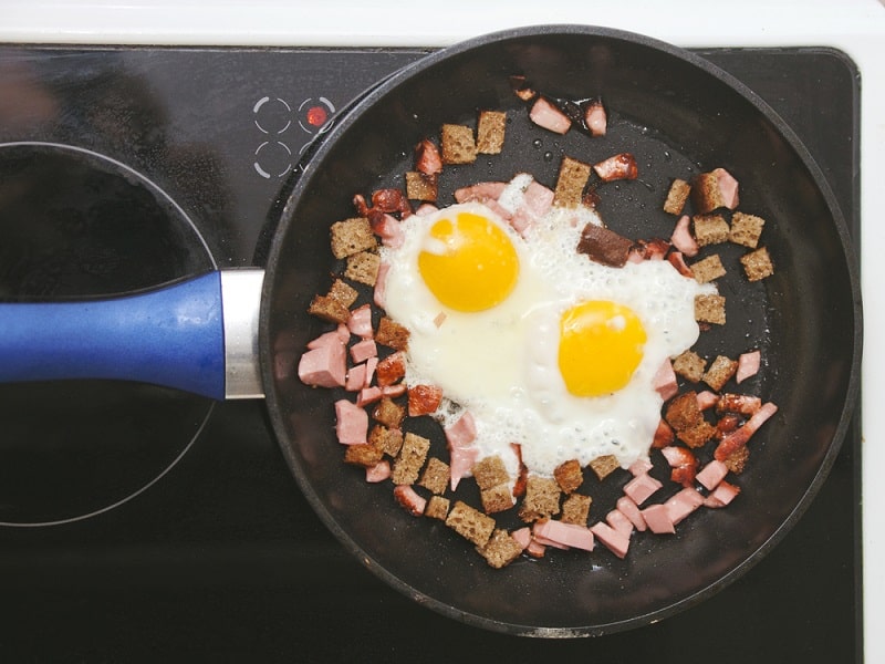 Eggs in frying pan