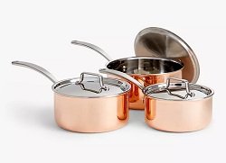John Lewis and Partners copper pan set