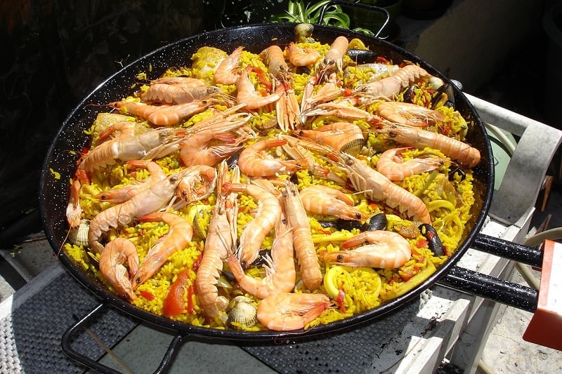 Paella Pan With Prawns