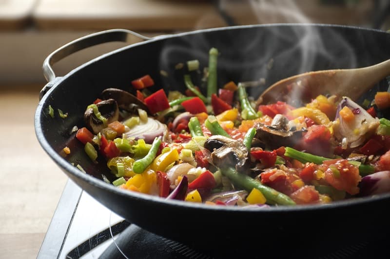 Stir Frying Vegetables In A Wok