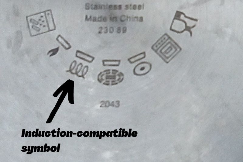 Induction-compatible symbol on pan