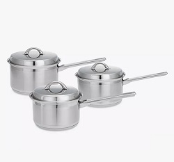 John Lewis and Partners Classic Stainless Steel Lidded Saucepan Set