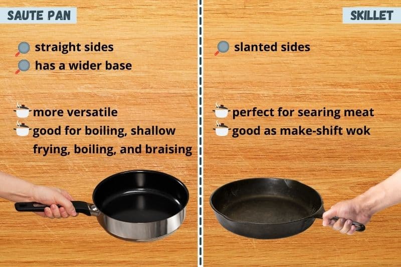 Differences Between a Saute Pan and a Skillet