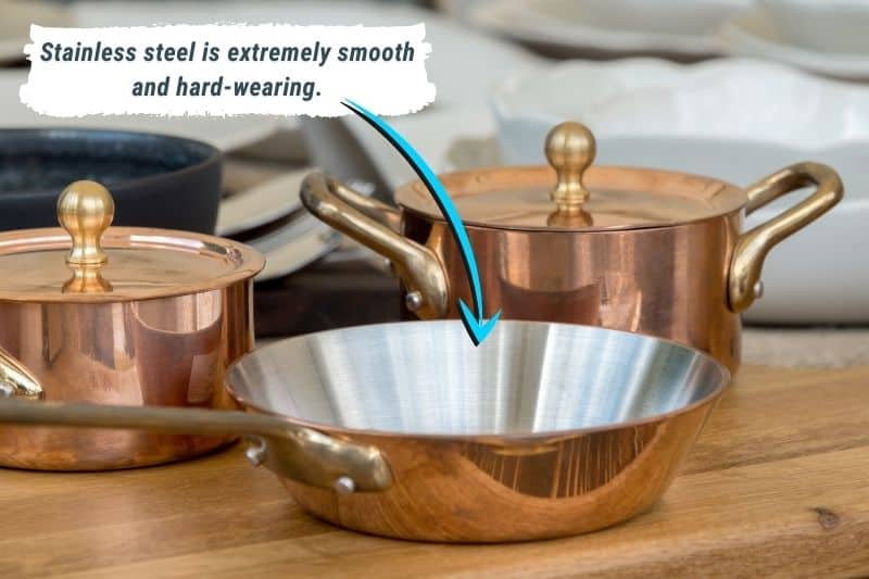 Stainless steel-lined copper pans