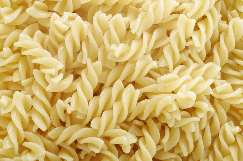 Cooked fusili pasta