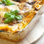 Cooked lasagne in dish