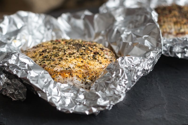 Heated camembert in aluminium foil