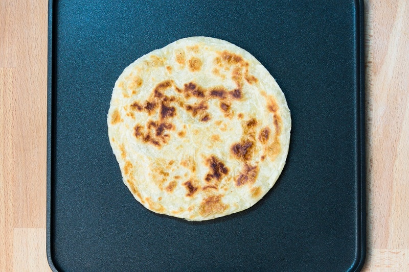 Paratha on baking plate