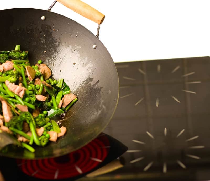 Stir fry in wok on induction hob