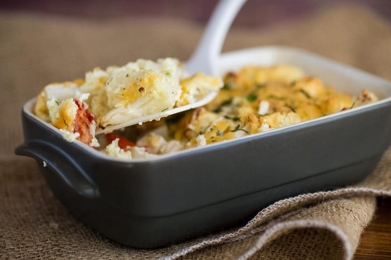 Cauliflower cheese in small dish