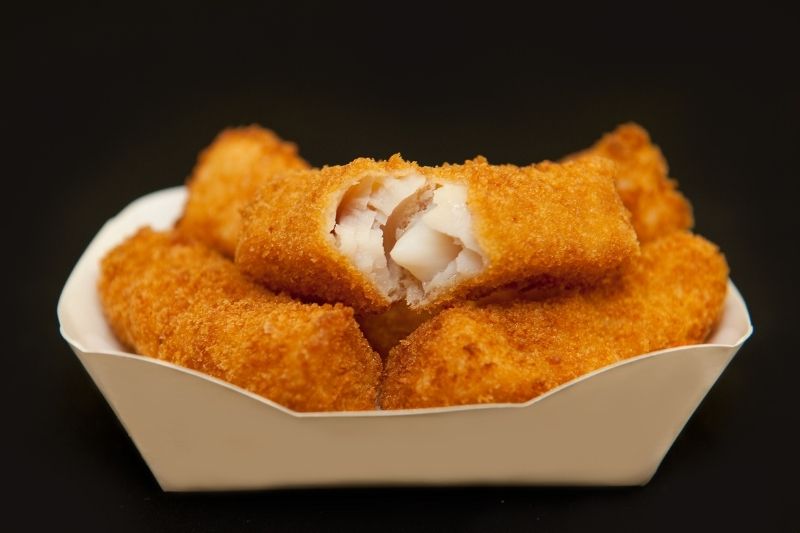 Fish Fingers inside the paper box