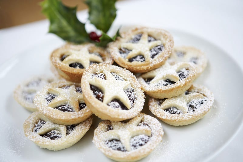 Homemade mince pies on plate