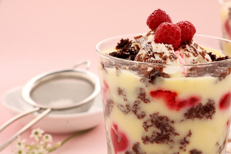 Homemade trifle in glass