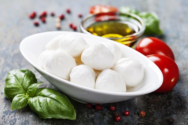 Mozzarella balls in bowl