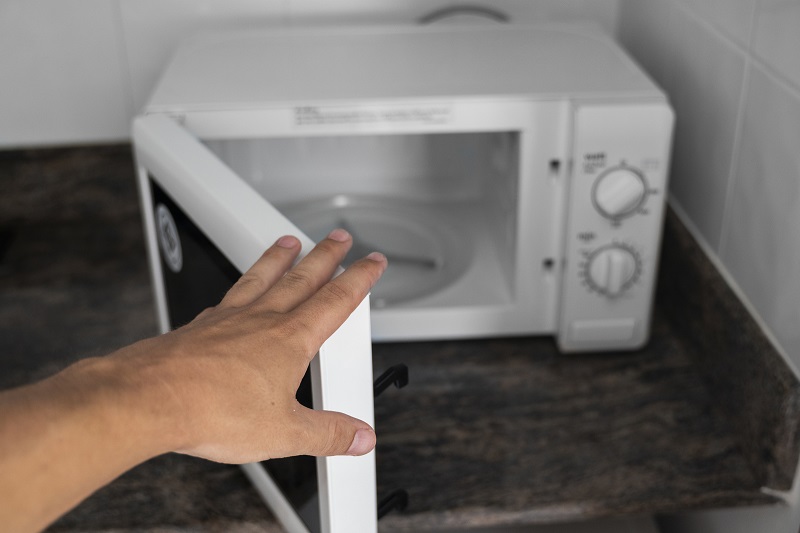 Opening microwave door