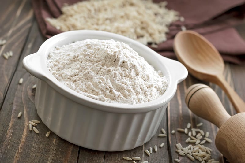 Rice flour in a bowl