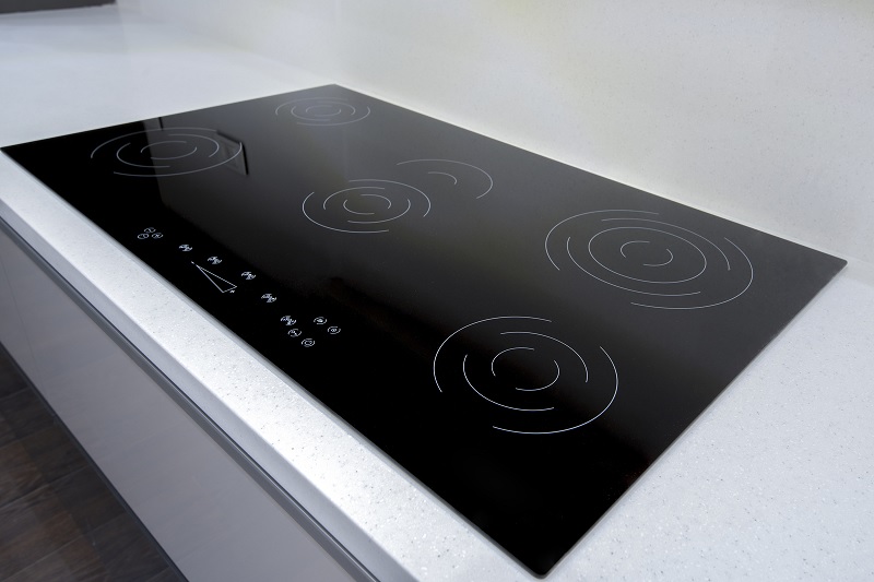 Wide induction hob in kitchen