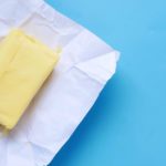 Block of butter in wrapper