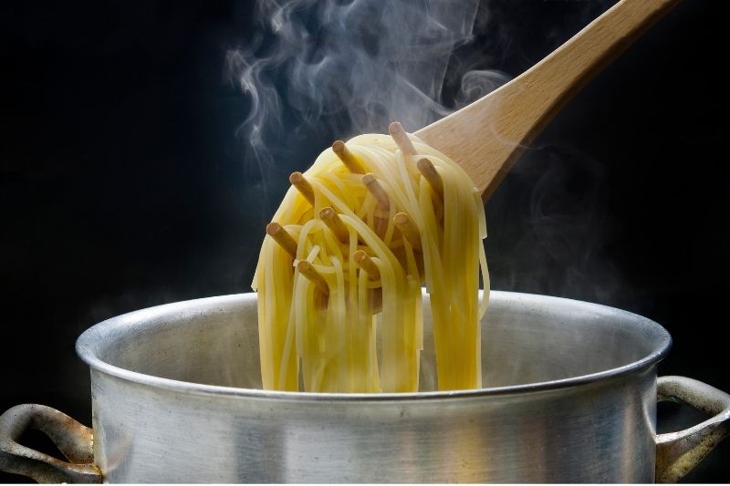 Cooked Pasta, fork and pan