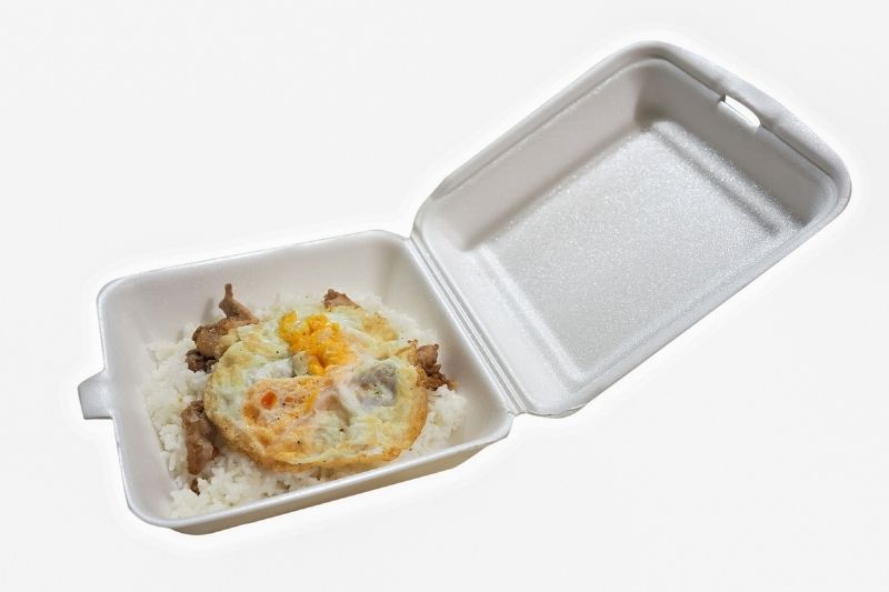 Polystyrene box with food