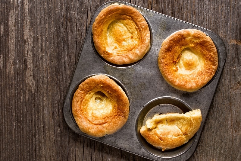 Yorkshire puddings on baking tray