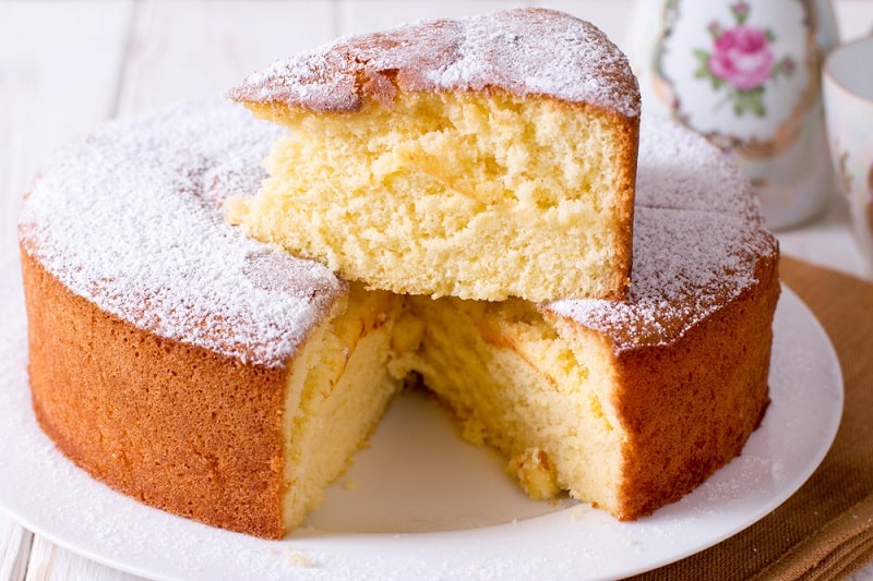 Homemade sponge cake with icing