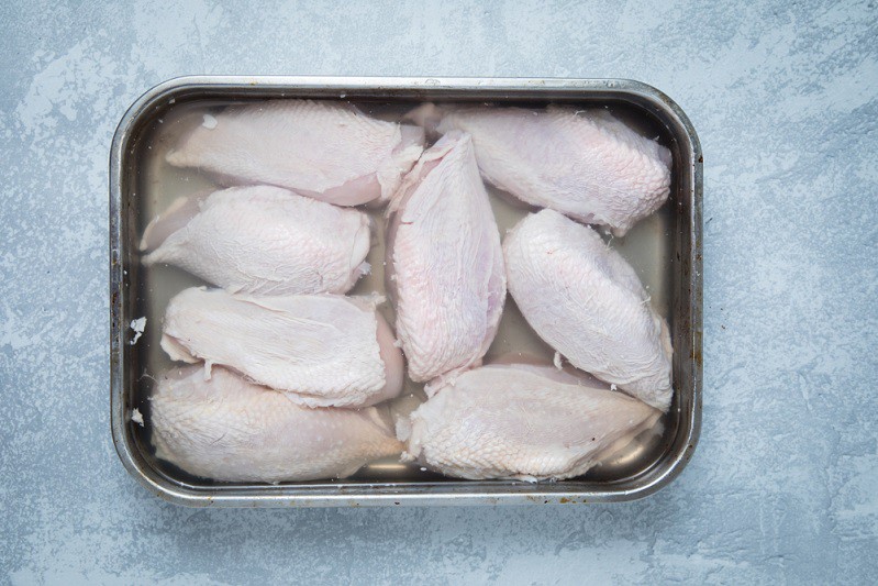 Chicken breasts in brine