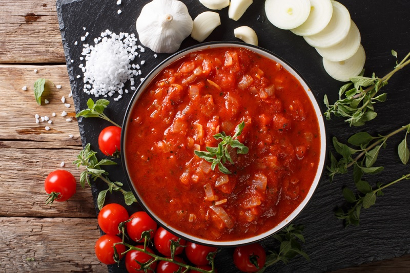 Tomato sauce and salt